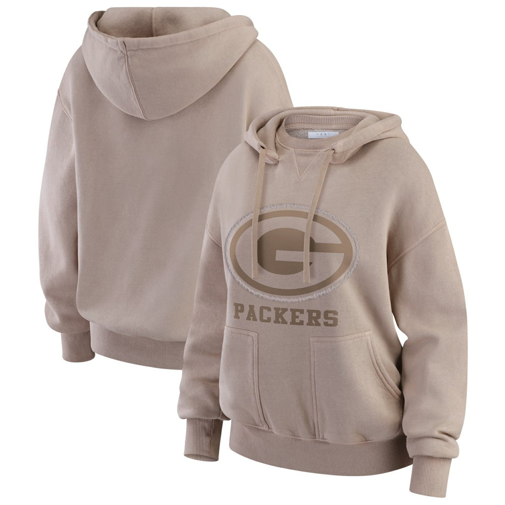 Green Bay Packers WEAR by Erin Andrews Women's Washed Pullover Crewdie - Tan - NFL