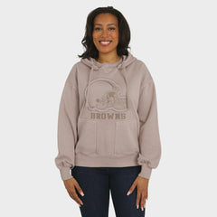 Cleveland Browns WEAR by Erin Andrews Women's Washed Pullover Crewdie - Tan - NFL