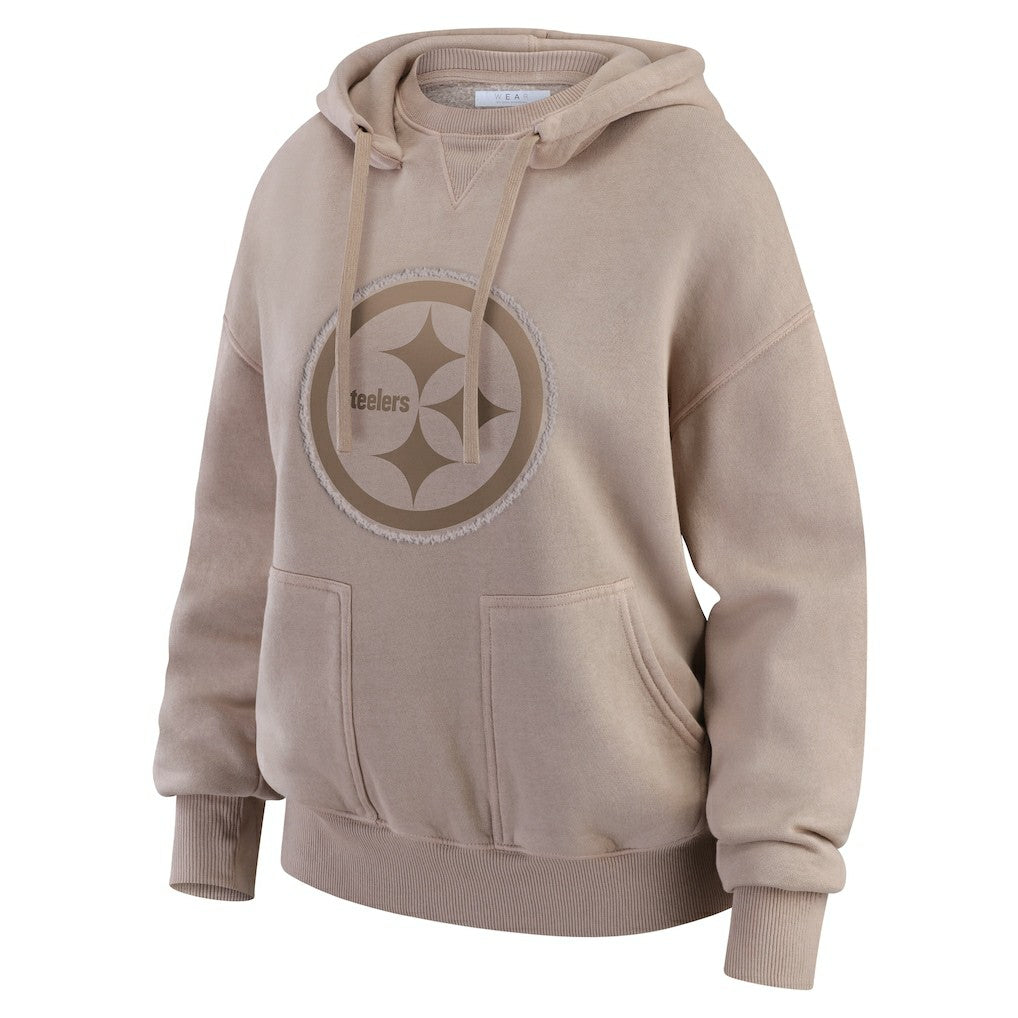Pittsburgh Steelers WEAR by Erin Andrews Women's Washed Pullover Crewdie - Tan - NFL