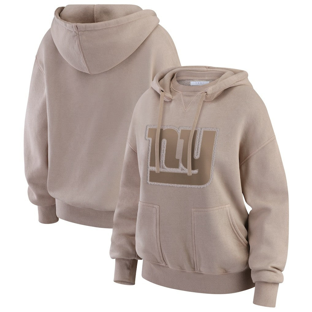 New York Giants WEAR by Erin Andrews Women's Washed Pullover Crewdie - Tan - NFL
