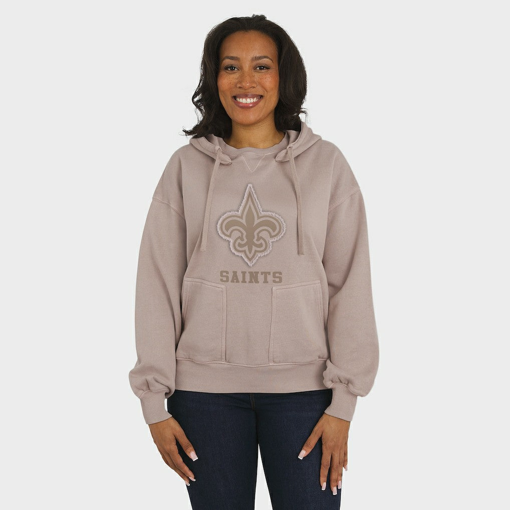 New Orleans Saints WEAR by Erin Andrews Women's Washed Pullover Crewdie - Tan - NFL