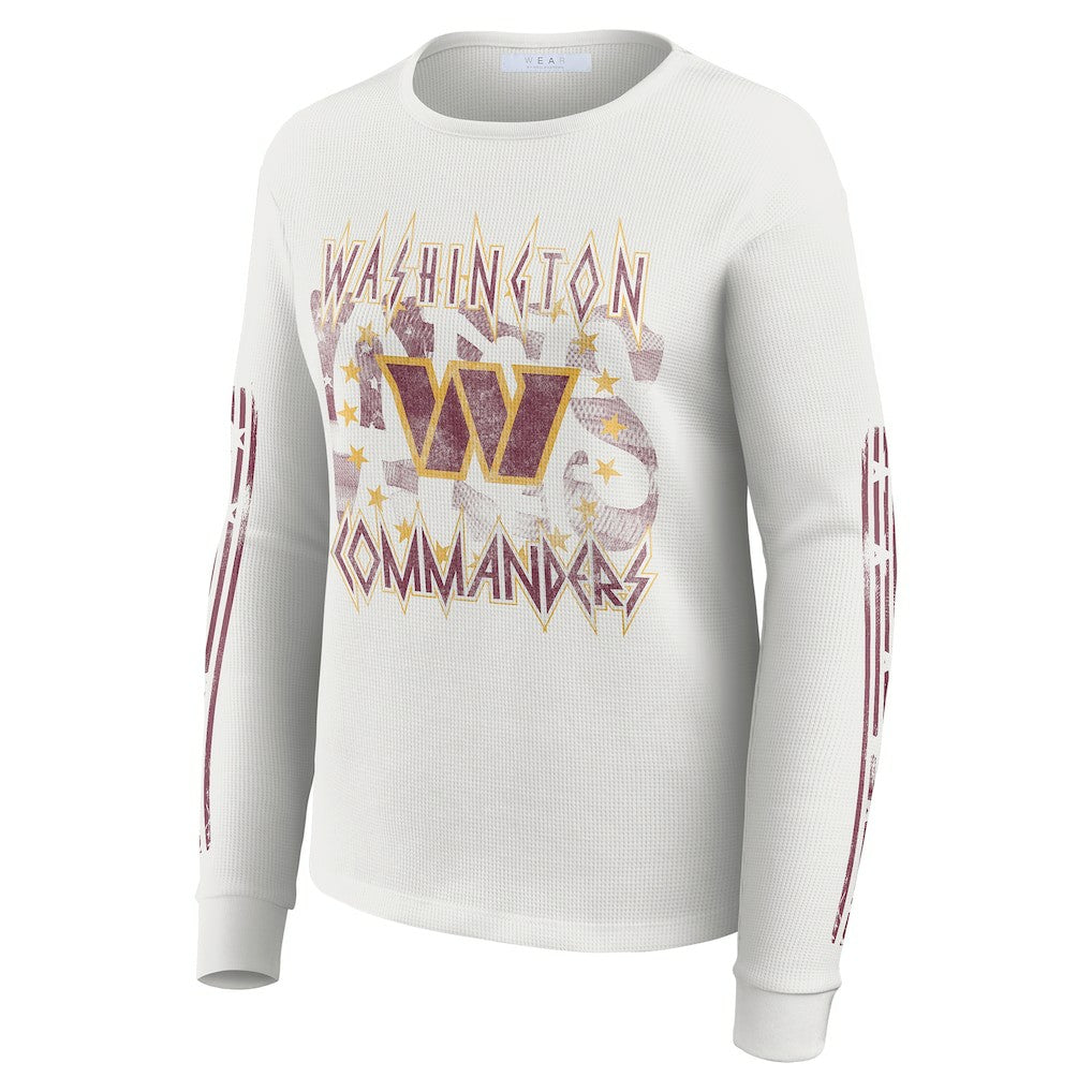Washington Commanders WEAR by Erin Andrews Women's Graphic Waffle Long-Sleeve T-Shirt - White - NFL