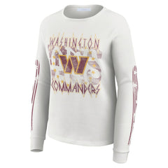 Washington Commanders WEAR by Erin Andrews Women's Graphic Waffle Long-Sleeve T-Shirt - White - NFL