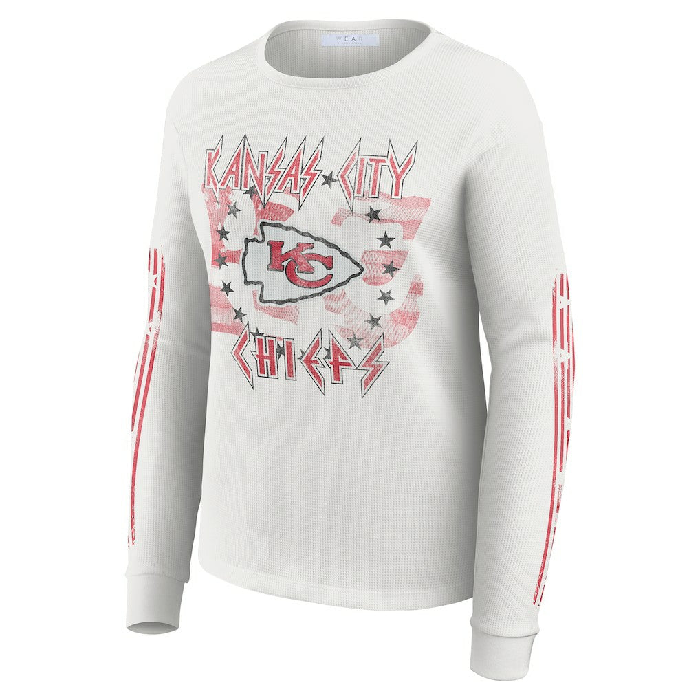 Kansas City Chiefs WEAR by Erin Andrews Women's Graphic Waffle Long-Sleeve T-Shirt - White - NFL