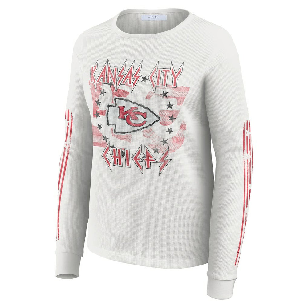 Kansas City Chiefs WEAR by Erin Andrews Women's Graphic Waffle Long-Sleeve T-Shirt - White - NFL