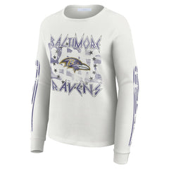 Baltimore Ravens WEAR by Erin Andrews Women's Graphic Waffle Long-Sleeve T-Shirt - White - NFL
