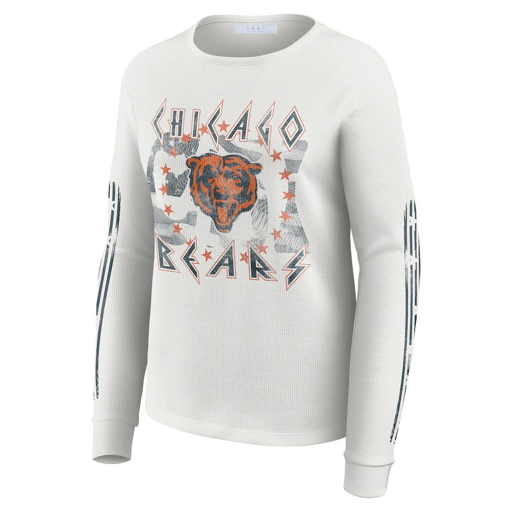 Chicago Bears WEAR by Erin Andrews Women's Graphic Waffle Long-Sleeve T-Shirt - White - NFL