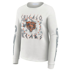 Chicago Bears WEAR by Erin Andrews Women's Graphic Waffle Long-Sleeve T-Shirt - White - NFL
