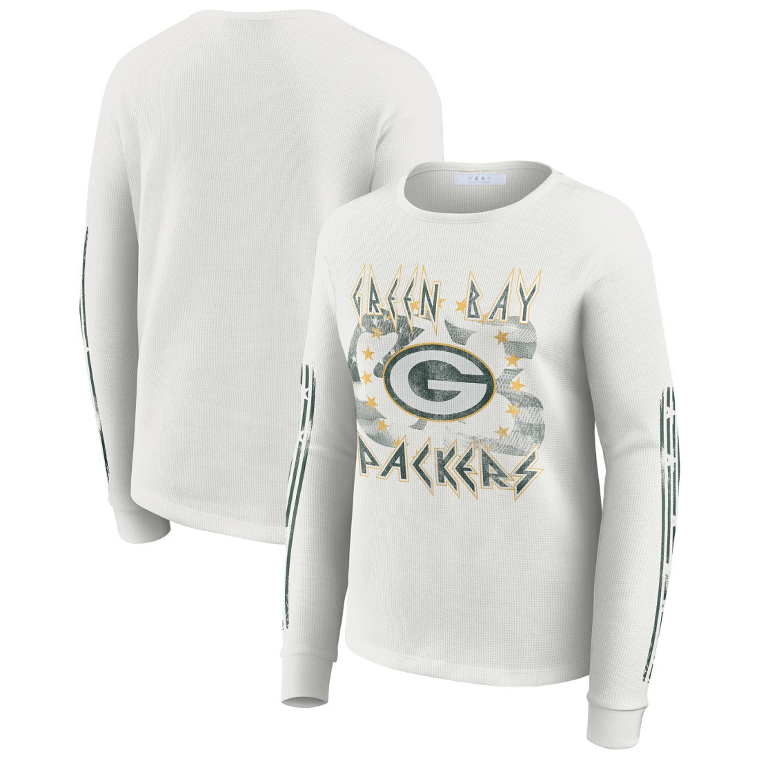 Green Bay Packers WEAR by Erin Andrews Women's Graphic Waffle Long-Sleeve T-Shirt - White - NFL