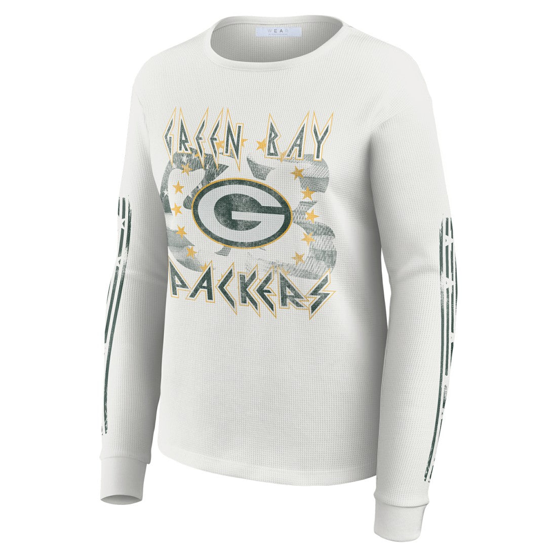 Green Bay Packers WEAR by Erin Andrews Women's Graphic Waffle Long-Sleeve T-Shirt - White - NFL