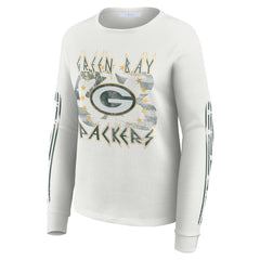 Green Bay Packers WEAR by Erin Andrews Women's Graphic Waffle Long-Sleeve T-Shirt - White - NFL