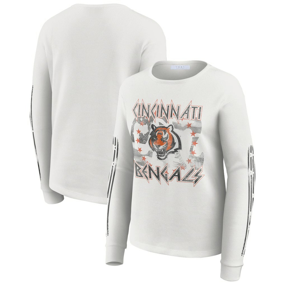 Cincinnati Bengals WEAR by Erin Andrews Women's Graphic Waffle Long-Sleeve T-Shirt - White - NFL