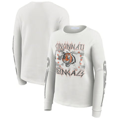 Cincinnati Bengals WEAR by Erin Andrews Women's Graphic Waffle Long-Sleeve T-Shirt - White - NFL