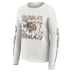 Cincinnati Bengals WEAR by Erin Andrews Women's Graphic Waffle Long-Sleeve T-Shirt - White - NFL