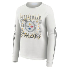Pittsburgh Steelers WEAR by Erin Andrews Women's Graphic Waffle Long-Sleeve T-Shirt - White - NFL