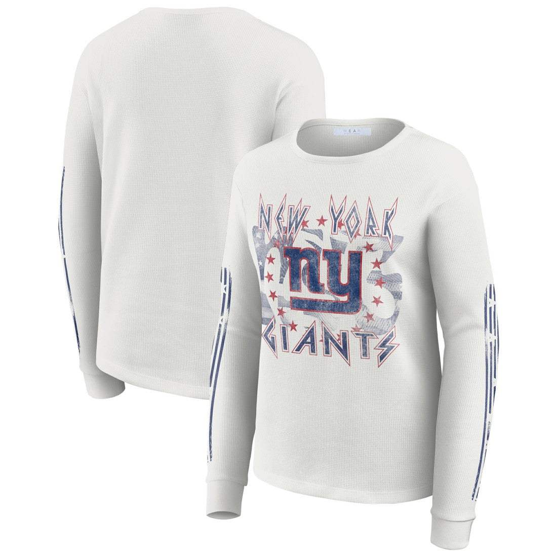New York Giants WEAR by Erin Andrews Women's Graphic Waffle Long-Sleeve T-Shirt - White - NFL