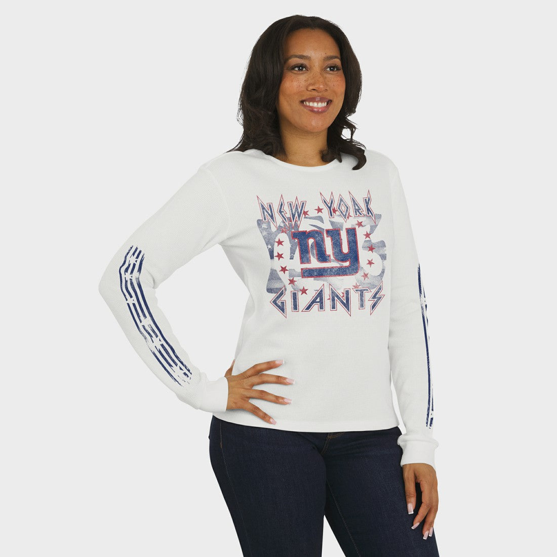 New York Giants WEAR by Erin Andrews Women's Graphic Waffle Long-Sleeve T-Shirt - White - NFL