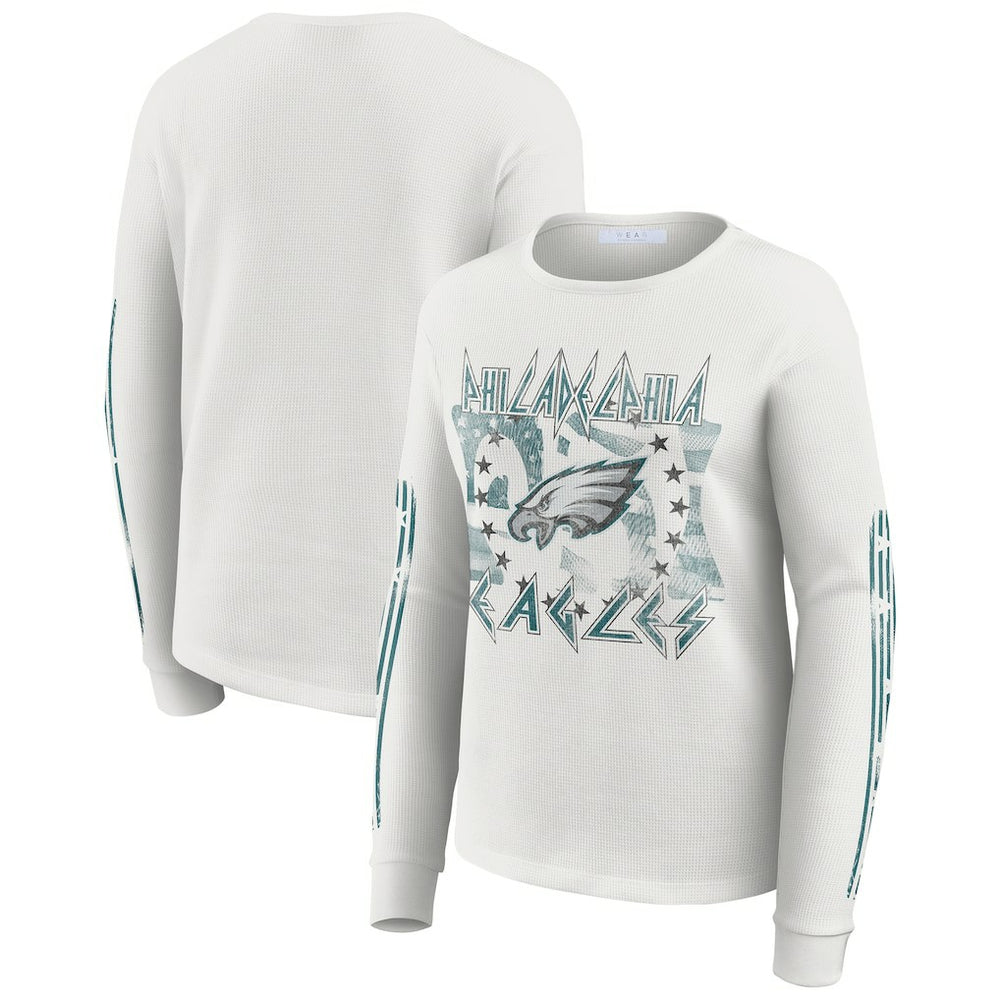 Philadelphia Eagles WEAR by Erin Andrews Women's Graphic Waffle Long-Sleeve T-Shirt - White - NFL