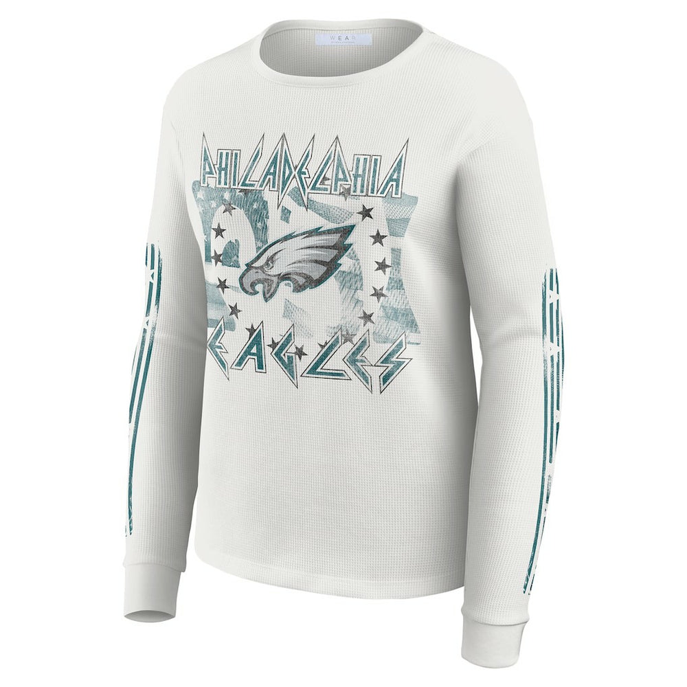 Philadelphia Eagles WEAR by Erin Andrews Women's Graphic Waffle Long-Sleeve T-Shirt - White - NFL