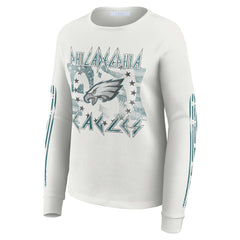 Philadelphia Eagles WEAR by Erin Andrews Women's Graphic Waffle Long-Sleeve T-Shirt - White - NFL
