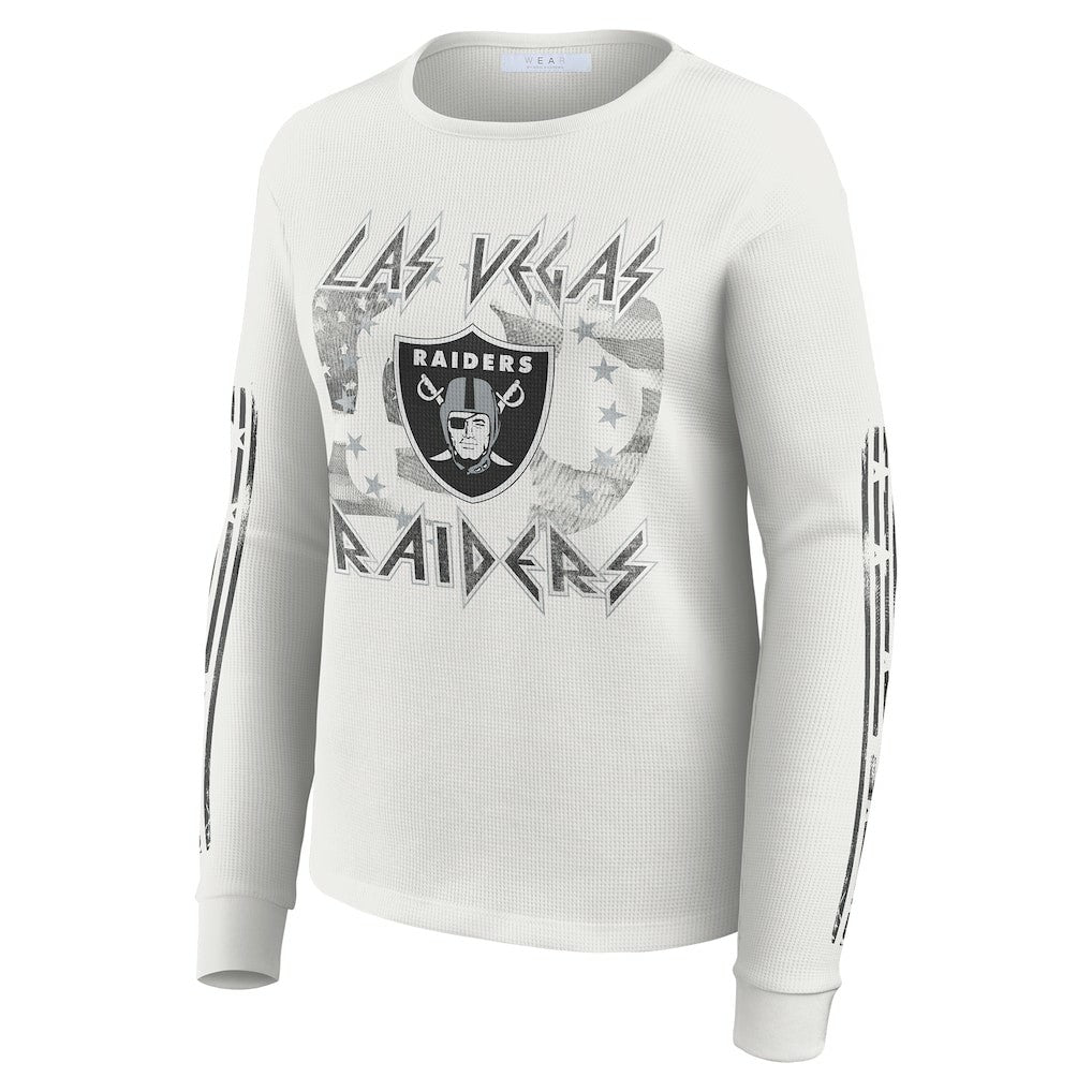 Las Vegas Raiders WEAR by Erin Andrews Women's Graphic Waffle Long-Sleeve T-Shirt - White - NFL