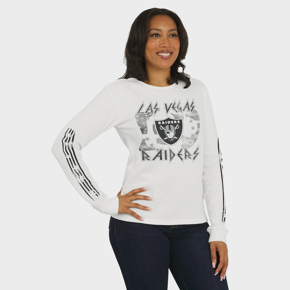 Las Vegas Raiders WEAR by Erin Andrews Women's Graphic Waffle Long-Sleeve T-Shirt - White - NFL