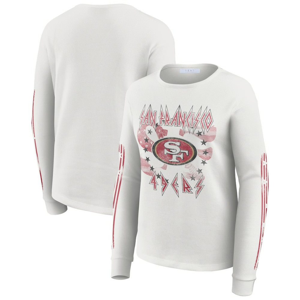 San Francisco 49ers WEAR by Erin Andrews Women's Graphic Waffle Long-Sleeve T-Shirt - White - NFL