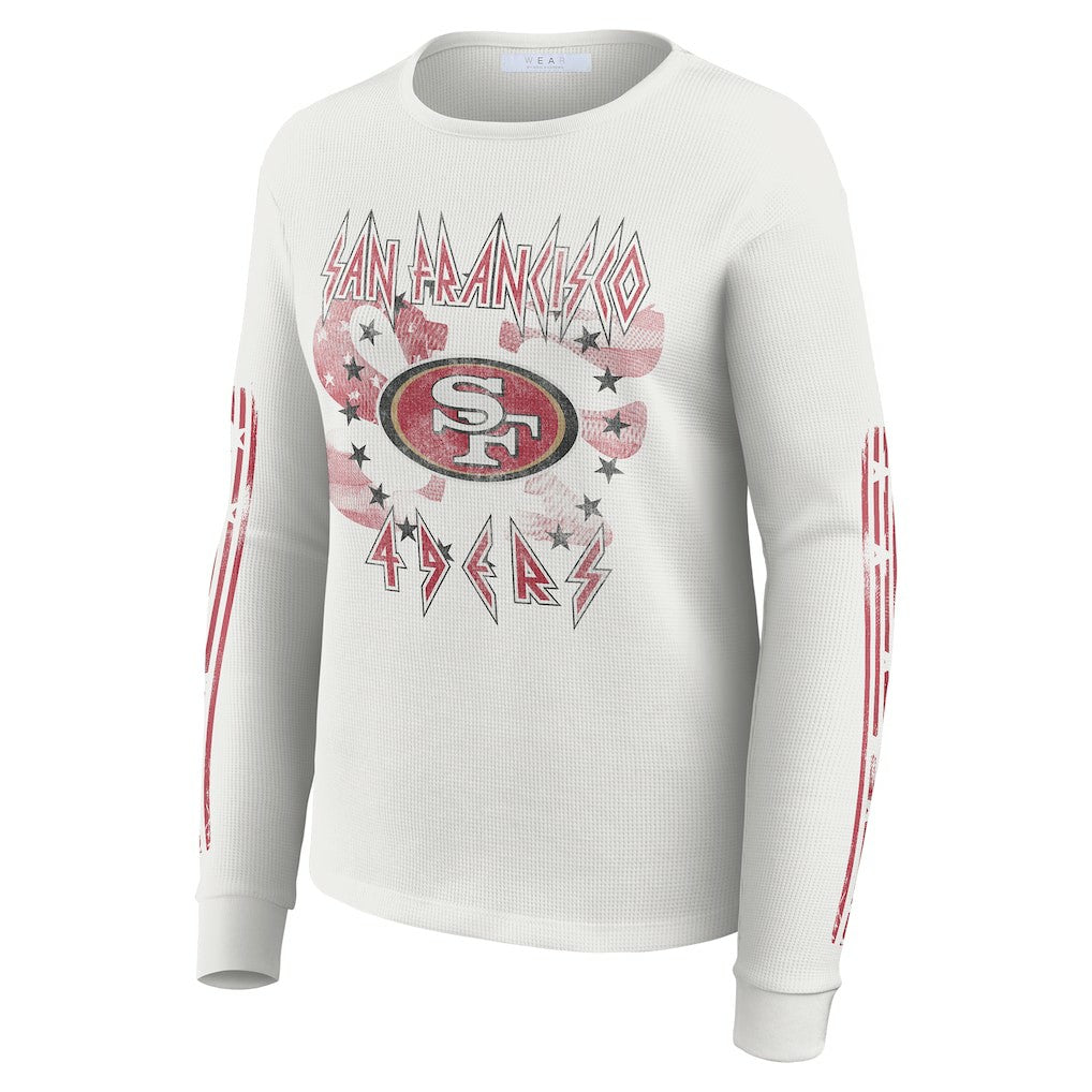 San Francisco 49ers WEAR by Erin Andrews Women's Graphic Waffle Long-Sleeve T-Shirt - White - NFL