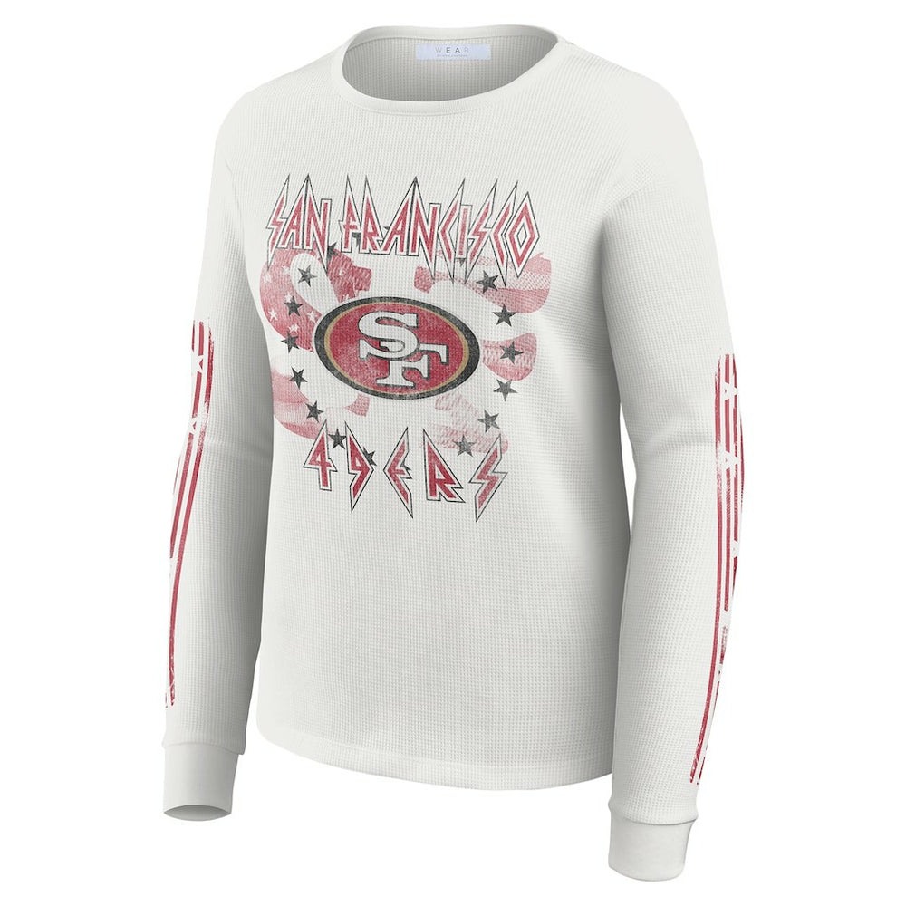 San Francisco 49ers WEAR by Erin Andrews Women's Graphic Waffle Long-Sleeve T-Shirt - White - NFL