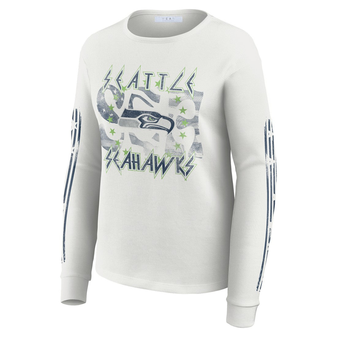 Seattle Seahawks WEAR by Erin Andrews Women's Graphic Waffle Long-Sleeve T-Shirt - White - NFL
