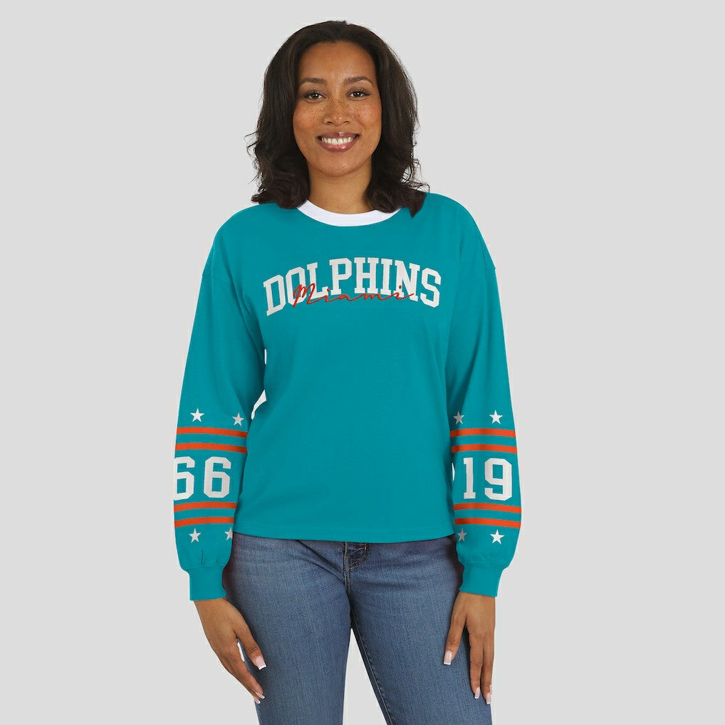 Miami Dolphins WEAR by Erin Andrews Women's Sport Long-Sleeve T-Shirt - Aqua - NFL