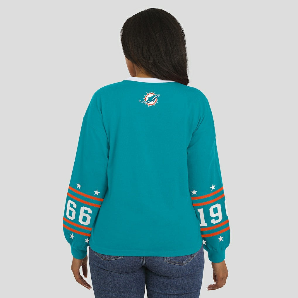 Miami Dolphins WEAR by Erin Andrews Women's Sport Long-Sleeve T-Shirt - Aqua - NFL