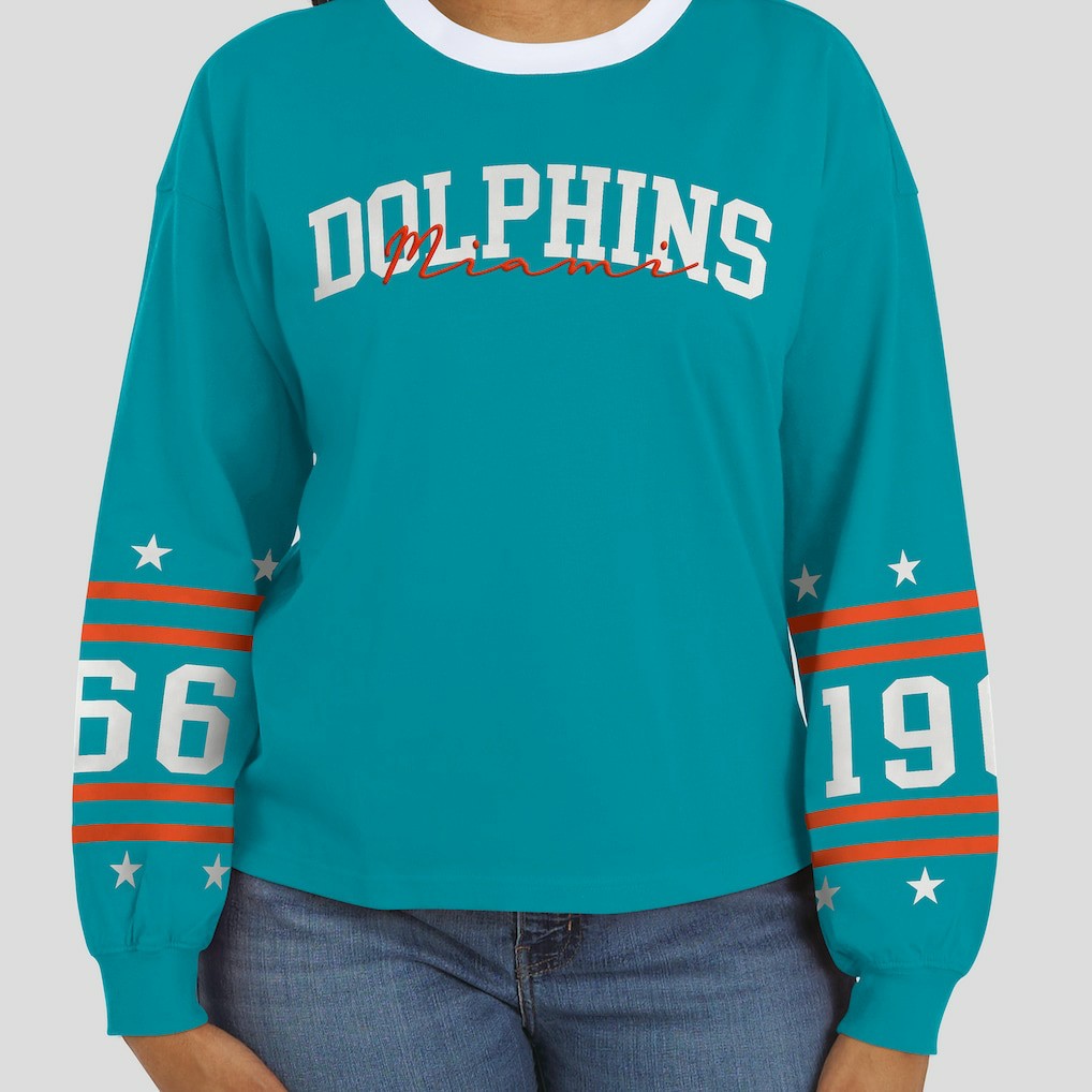Miami Dolphins WEAR by Erin Andrews Women's Sport Long-Sleeve T-Shirt - Aqua - NFL
