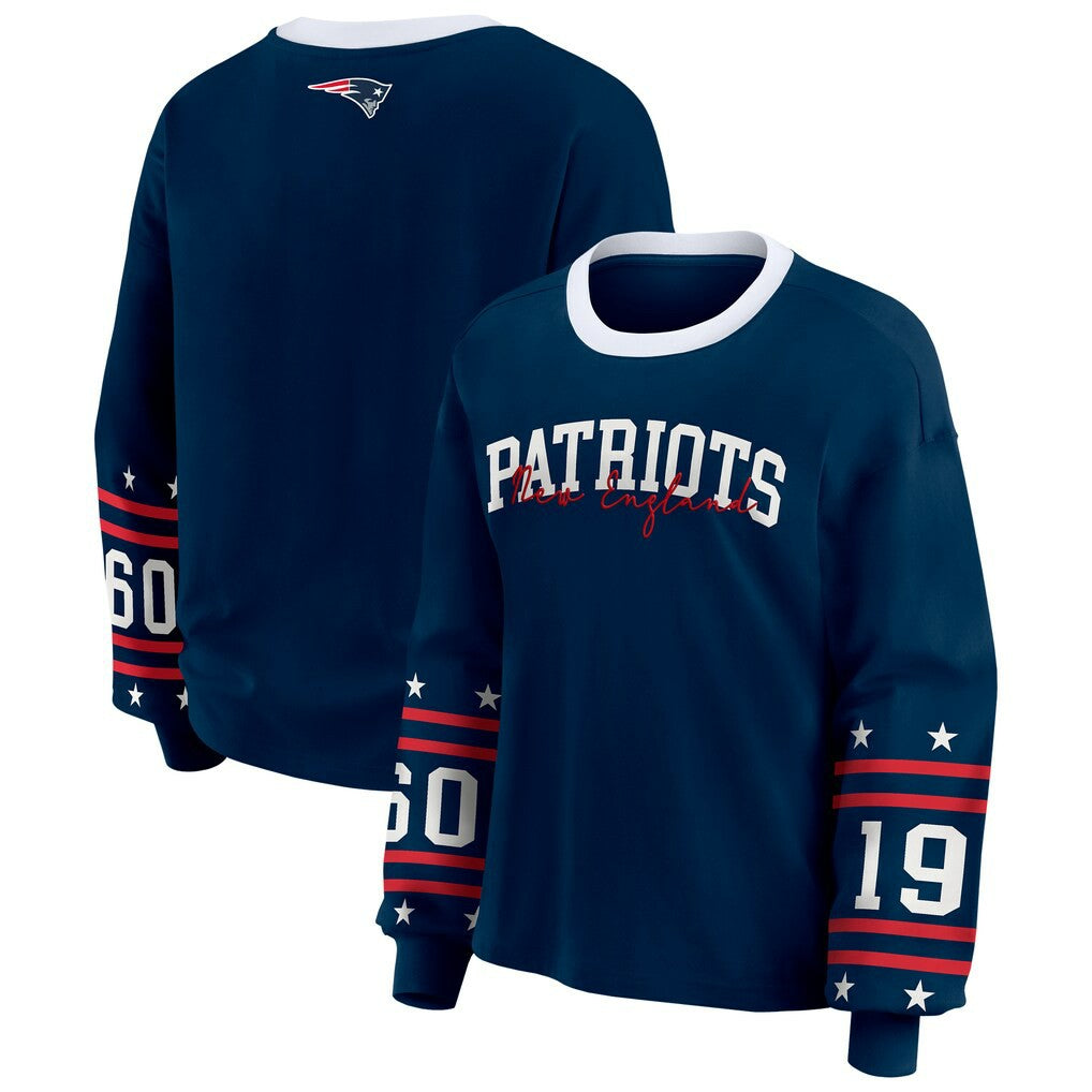 New England Patriots WEAR by Erin Andrews Women's Sport Long-Sleeve T-Shirt - Navy - NFL