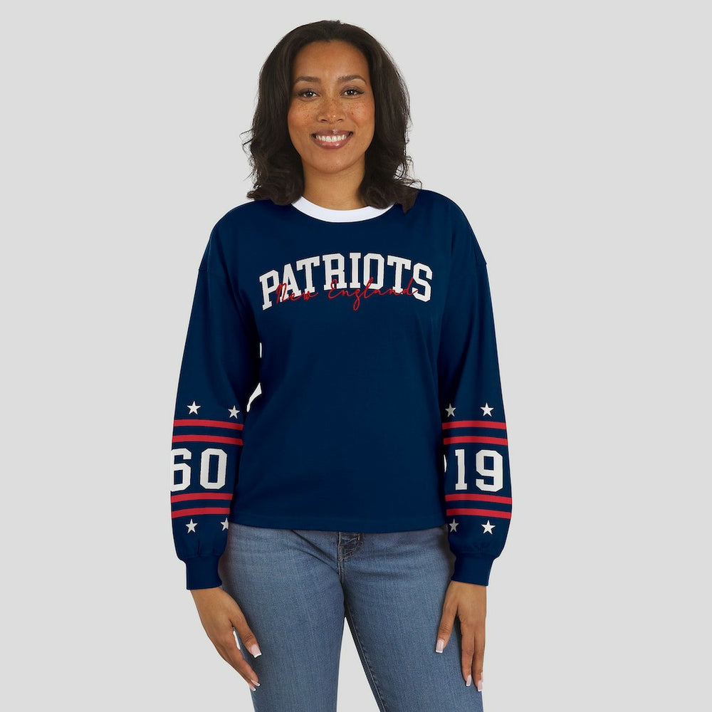 New England Patriots WEAR by Erin Andrews Women's Sport Long-Sleeve T-Shirt - Navy - NFL