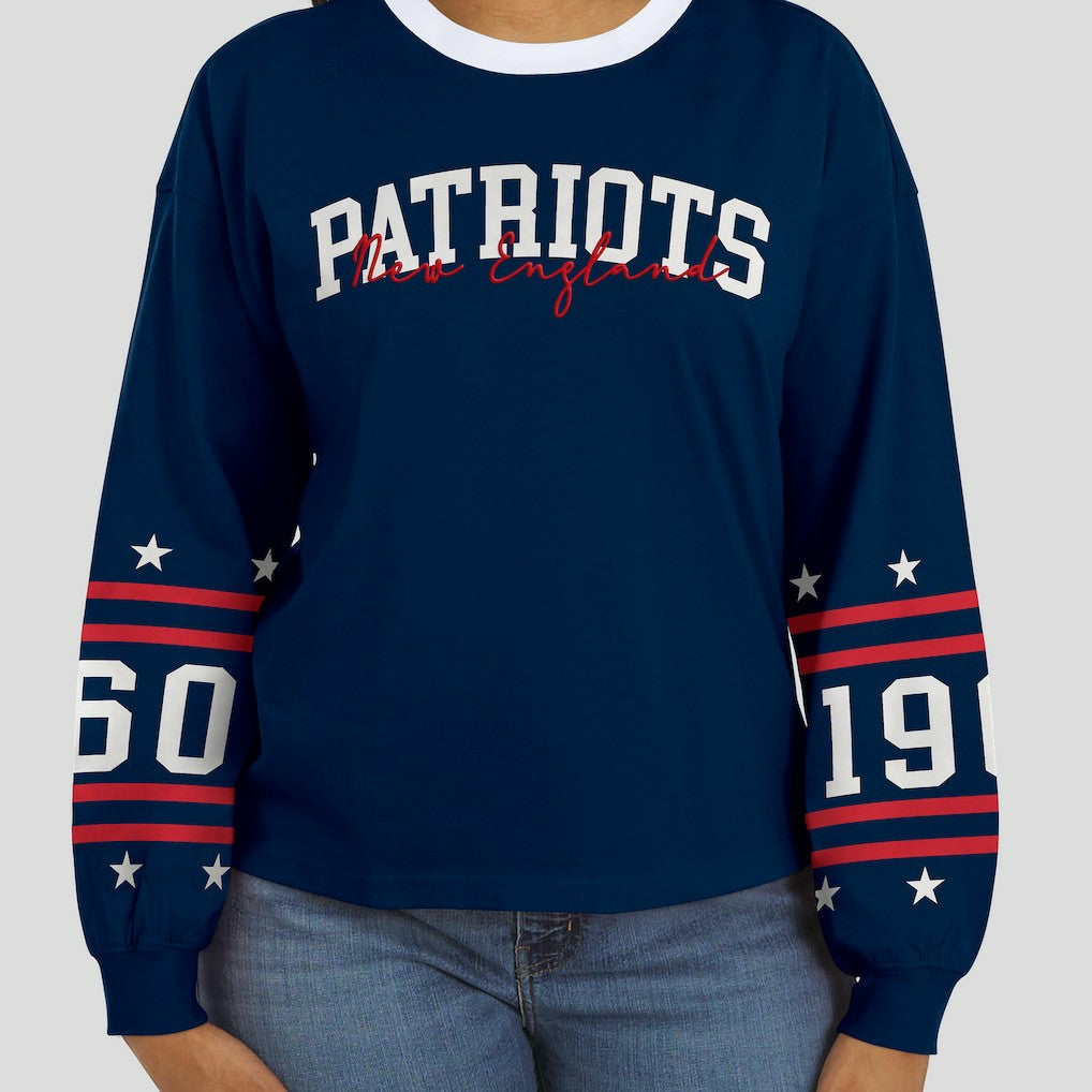 New England Patriots WEAR by Erin Andrews Women's Sport Long-Sleeve T-Shirt - Navy - NFL