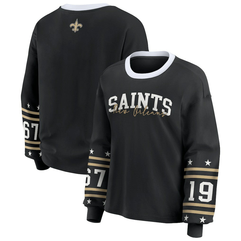 New Orleans Saints WEAR by Erin Andrews Women's Sport Long-Sleeve T-Shirt - Black - NFL