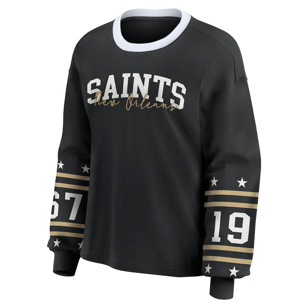 New Orleans Saints WEAR by Erin Andrews Women's Sport Long-Sleeve T-Shirt - Black - NFL