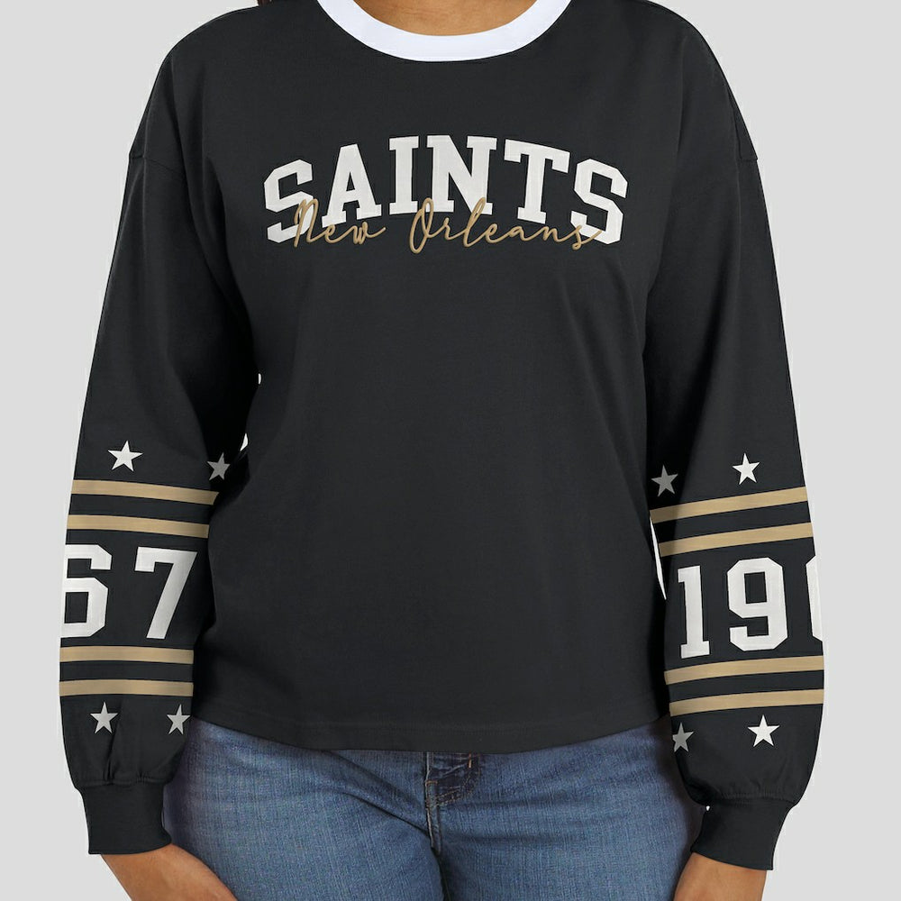 New Orleans Saints WEAR by Erin Andrews Women's Sport Long-Sleeve T-Shirt - Black - NFL