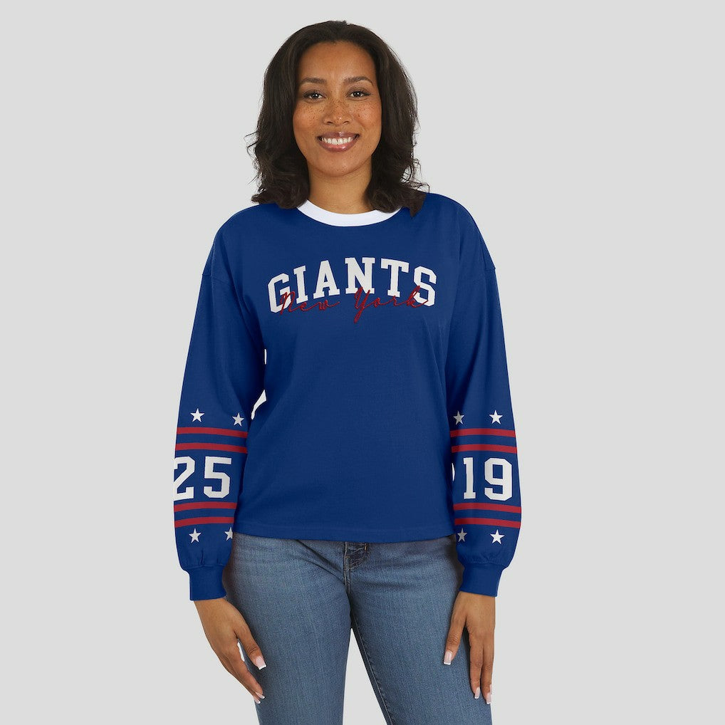 New York Giants WEAR by Erin Andrews Women's Sport Long-Sleeve T-Shirt - Royal - NFL