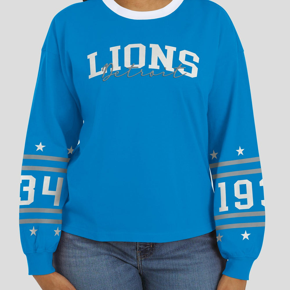 Detroit Lions WEAR by Erin Andrews Women's Sport Long-Sleeve T-Shirt - Blue - NFL