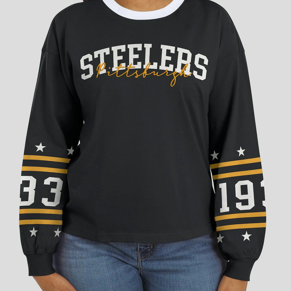 Pittsburgh Steelers WEAR by Erin Andrews Women's Sport Long-Sleeve T-Shirt - Black - NFL