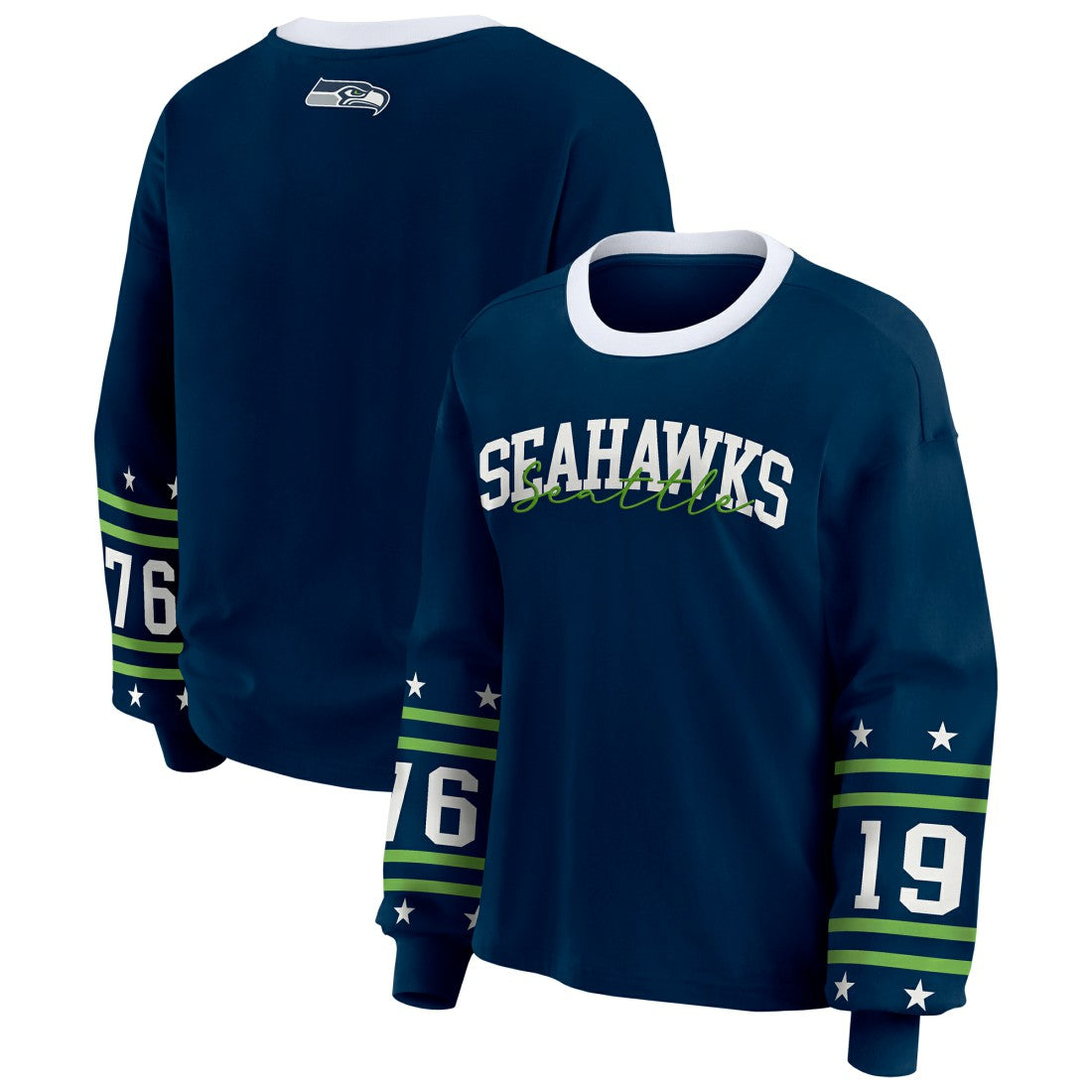 Seattle Seahawks WEAR by Erin Andrews Women's Sport Long-Sleeve T-Shirt - College Navy - NFL