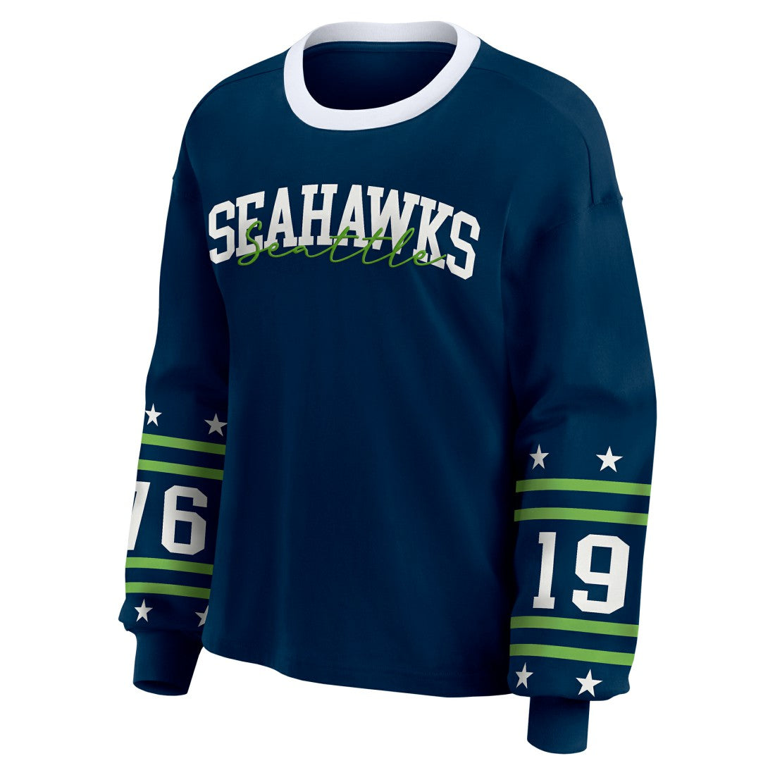 Seattle Seahawks WEAR by Erin Andrews Women's Sport Long-Sleeve T-Shirt - College Navy - NFL