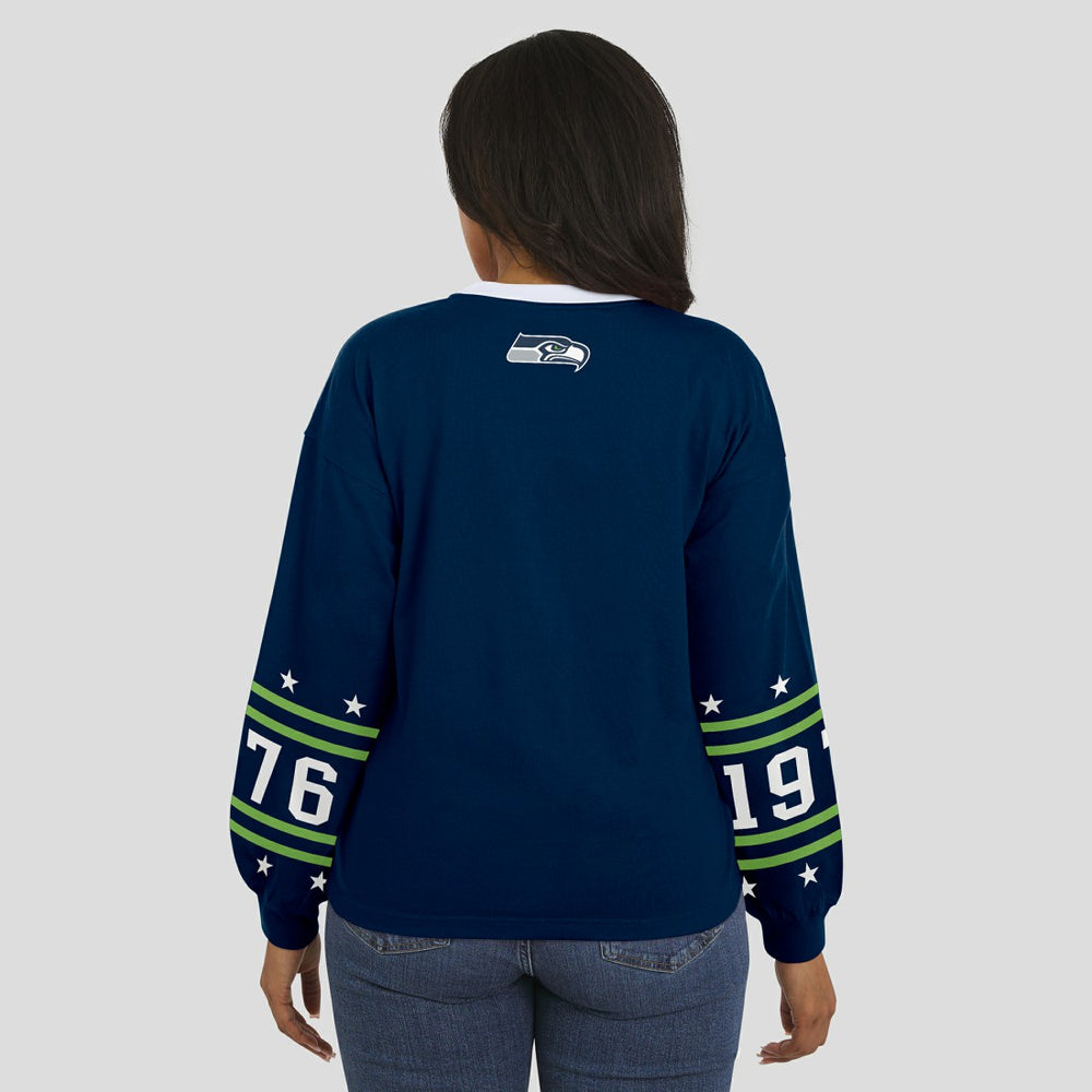 Seattle Seahawks WEAR by Erin Andrews Women's Sport Long-Sleeve T-Shirt - College Navy - NFL