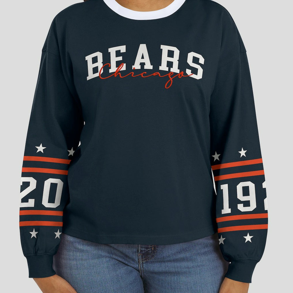 Chicago Bears WEAR by Erin Andrews Women's Sport Long-Sleeve T-Shirt - Navy - NFL