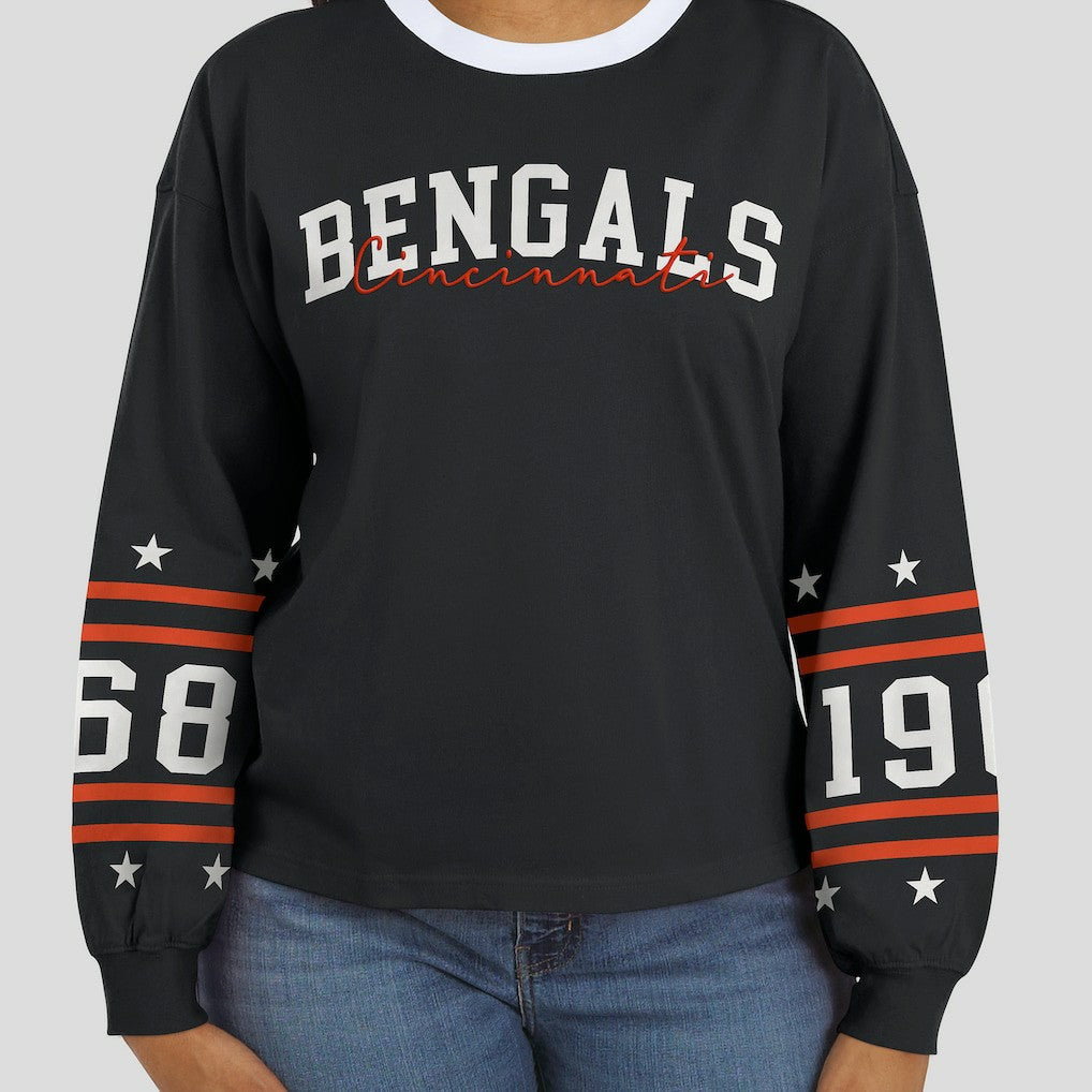 Cincinnati Bengals WEAR by Erin Andrews Women's Sport Long-Sleeve T-Shirt - Black - NFL