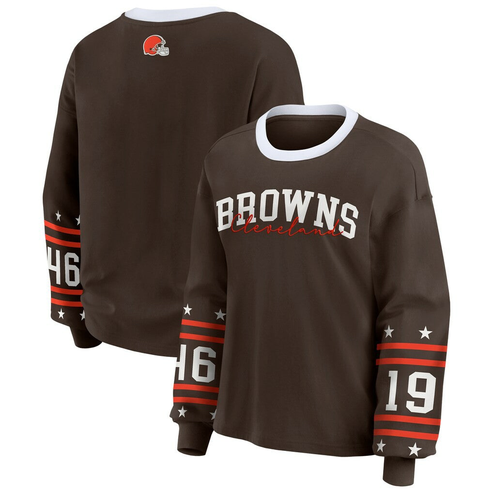 Cleveland Browns WEAR by Erin Andrews Women's Sport Long-Sleeve T-Shirt - Brown - NFL