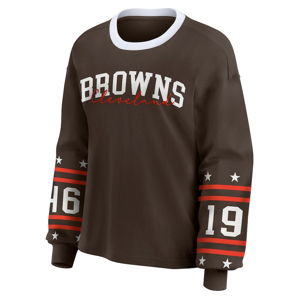 Cleveland Browns WEAR by Erin Andrews Women's Sport Long-Sleeve T-Shirt - Brown - NFL