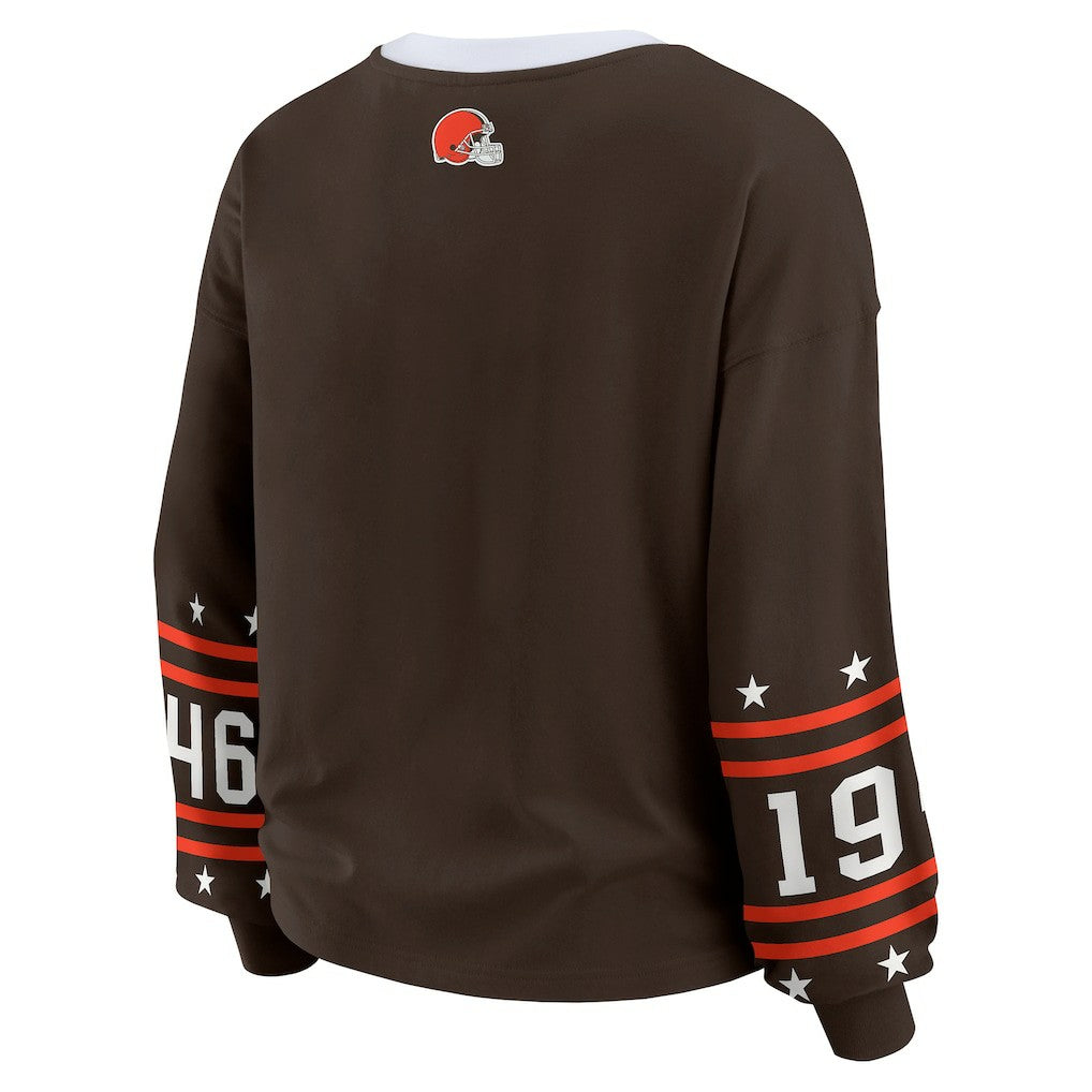 Cleveland Browns WEAR by Erin Andrews Women's Sport Long-Sleeve T-Shirt - Brown - NFL